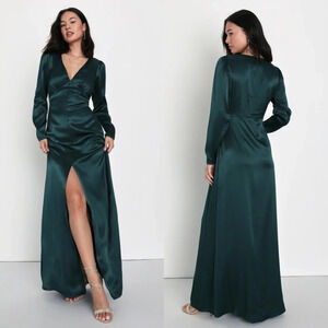 simply dreamy emerald green satin floral jacquard maxi dress Emerald Satin Dress - Pleated Midi Dress - Floral Jacquard Dress
